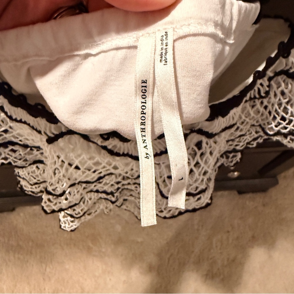 Anthropologie White and Black Crochet Ruffle Camisole - Picture 8 of 11